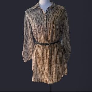 About A Girl Black and Cream Long Sleeve Dress